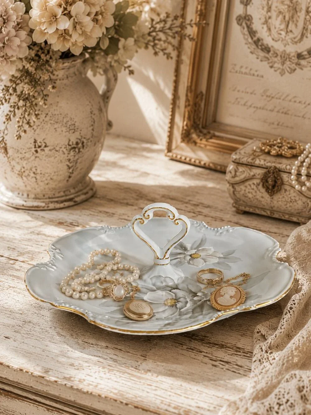 Vintage Noritake Cake Serving Plate Floral Transferware